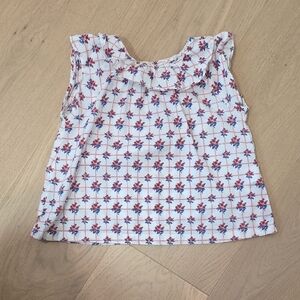 Charming Floral Kids Blouse - White and Red